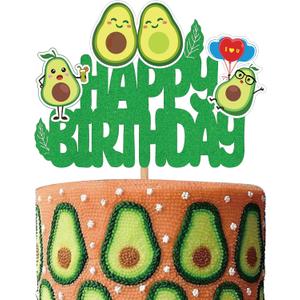 3 x Avocado Birthday Party Decorations Supplies Glitter Avocado Cake Topper Let's Avocado for Avocado Baby Shower Birthday Party Supplies