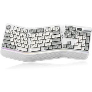 Ergonomic Mechanical Keyboard with Smart Screen & Volume Roller, Wireless 2.4G/Bluetooth/Wired USB-C, 106-Key Low-Profile Switches Hot Swappable, RGB LED Backlit, Web-Based Programmable, Grey