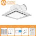 Bathroom Exhaust Fan with Light, 120 CFM Quiet Ventilation Fan with 6200K 12W LED Light 1.0 Sones Low Noise, 4" Duct Included Square Ceiling Mount Vent Fan for Shower Bathroom Office Home
