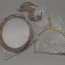 Desk Makeup Mirror with Solid Wood,Elliptical Vanity Table Mirror for Living Room Bedroom (7.5 W x 13.5 H) (Rustic Brown)