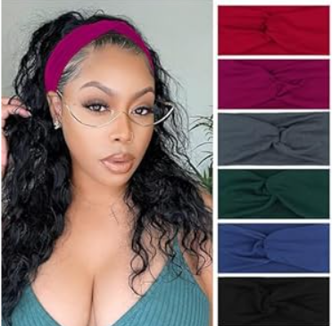 XTREND 6 Pcs Women's Headbands Twisted Cross Elastic Head Bands Yoga Workout Headband Non-Slip Sweat Soft Headbands Solid Color Simple Versatile Hair Accessory Hairbands 