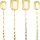 Measuring Spoons with Long Handle, Coffee Scoop, Tablespoon and Teaspoon Scoops Set of 4, Gold Art Style, For Grounds Coffee, Loose Tea, Spices, Dry Ingredients