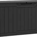 YITAHOME 100 Gallon Resin Deck Box, Weather Resistant Outdoor Storage Box, Lockable Indoor Outdoor Storage for Supplies and Essentials, Black