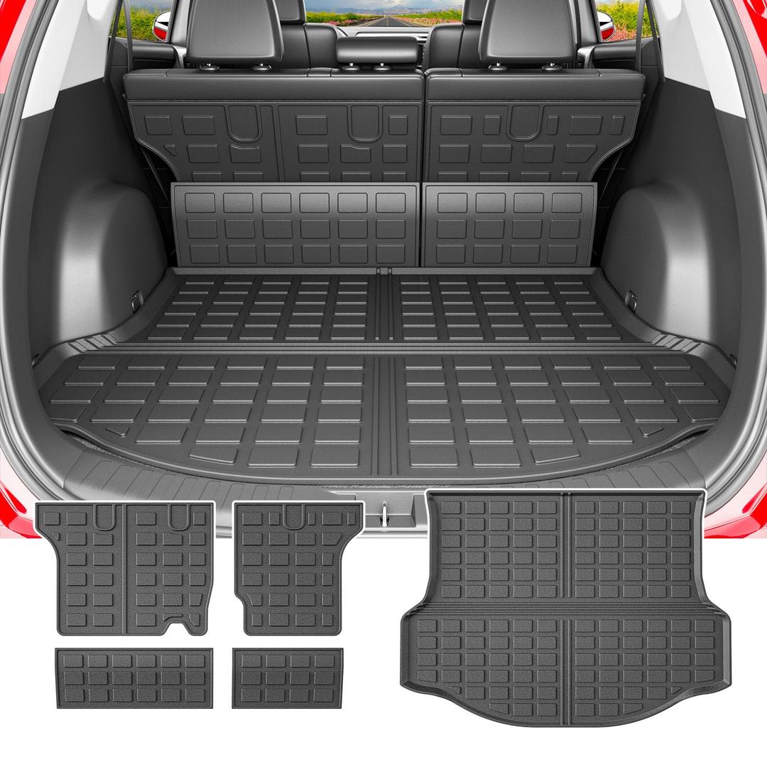 Trunk Mat Compatible with 2013 2014 2015 2016 2017 2018 Toyota RAV4 Cargo Liner All Weather Backrest Mat Replacement for Toyota RAV4 Accessories (Fit 2013-2018, Rear Trunk Mat + Backrest Mats)