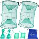 Drasry Foldable Fishing Trap for Bait Shrimp Crawfish Minnow Net Portable Accessories 11.8 x 11.8 x 15.7 (30cm x 40cm) 1/4 in Mesh Collapsible Fish Trap