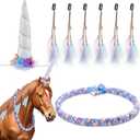 8 Pcs Halloween Horse Costumes for Horses to Wear, Unicorn Costume Kit, Include Neck Wreath & 6 Mane Feathers Clip in Hair Extensions Coat Care for Horse Halloween Party Decor