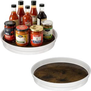 LAMU 2 Pack 10 inch Lazy Susan Organizer, Lazy Susan Turntable for Cabinet,Table Top, Fridge, Kitchen, Pantry Organizers and Storage, Rotating Serving Tray, Rustic Brown