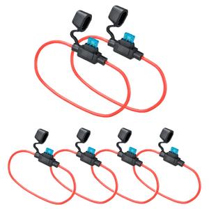 MUYI 6 Pack Inline Fuse Holder - 14AWG Gauge Wire Pigtail Mini Blade Fuse Holder with 15A Mini Blade Fuses ATM