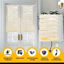 LazBlinds 1" Vinyl Mini Blinds for Doors, Cordless French Door Blinds for Privacy, Light Filtering Privacy Horizontal Shades for Front Door Patio Sidelight Glass Door, 34" W x 72" H, Beige