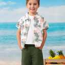 Coco&RARA Toddler Boy Clothes Baby Flamingo Hawaiian Outfits Short Sleeve Shirt + Elastic Waist Shorts Summer Beach Set (18-24 Months)