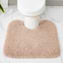 Disolla Toilet Mat 22x24 Beige - Non Slip Fluffy U-Shaped Contour Rug, Ultra-Soft Plush Toilet Floor Mat, Absorbent & Machine Washable
