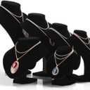 Comelyjewel Necklace Display Stand Set of 2, 21cm Velvet Jewelry Bust for Necklaces & Earrings, Tangle-Free Organizer for Dresser, Jewelry Display for Home & Vendors (Black Velvet)