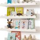 Kids' Bookshelf Set of 4 - White Floating Nursery Book Shelves, Picture Ledge Shelf for Wall Decor and Storage - Perfect for Books, Toys, Photo Frames, and Nursery Dcor (15.7 Inches)