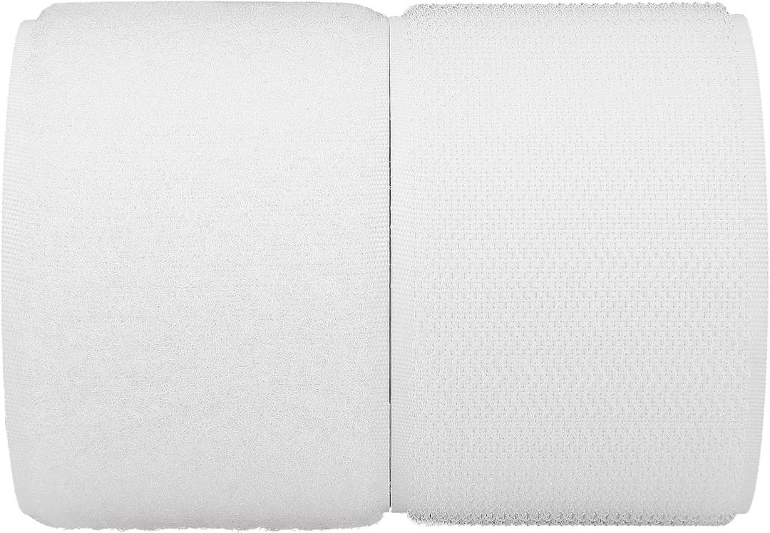 Sew on Hook and Loop Tape 2 Inch Wide,6.5 Feet Non-Adhesive Back Hook and Loop Strips Sewing Fastener Fabric Fastener Non Adhesive Interlocking Tape White