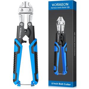 8 Inch Bolt Cutter Chrome Vanadium Small Wire Cutters Heavy Duty, Non-Slip Handle, Dual Lever Design for Enhanced Leverage, Cuts Steel, Iron, Copper Wires