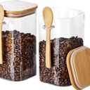 Unbreakable Glass Jars with Airtight Lids and Spoons, 2Pcs Overnight Oats Containers with Lids and Spoons, Glass Food Storage Containers for Coffee Beans, Flour, Sugar, Cookie, Pasta