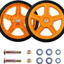 Lawn Mower Wheels, 14 inch Push Mower Plastic Wheels with Bolts & Nuts Fits Most Standard Lawn Mower Cart(2 Pack) , Orange