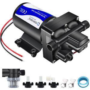 12V DC RV Fresh Water Booster Pump - 5 GPM, 70 PSI, Self Priming, Diaphragm Washdown Pump for Boats