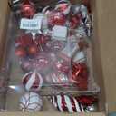 60 Pcs Christmas Ball Ornaments 16 Styles Plastic Hanging Balls Peppermint Red White Shatterproof Christmas Tree Pendants with Santa Claus Stars Snowflakes for Xmas Party Indoor Holiday Home Decor