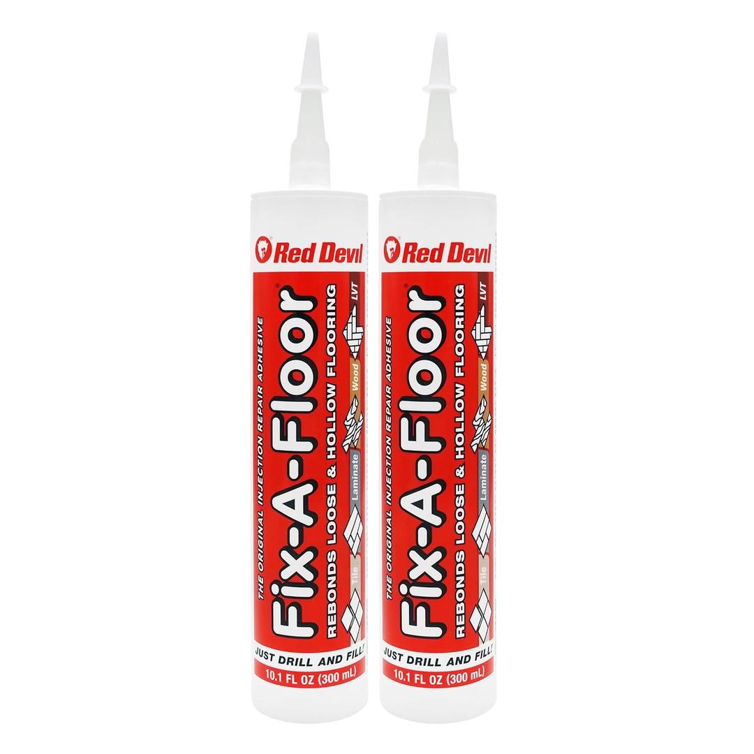 The Original Fix-A-Floor Loose Tile Repair Adhesive - Tile, Porcelain, Ceramic, Marble, Stone & Wood. Custom Tip for All Grout Sizes - Pack of 2 *for Best Results Use The Proven Power of a Caulk Gun*