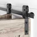 52" Bifold Sliding Barn Door Hardware Track Kit,Side Mounted Black J Shape Roller,Smoothly and Quietly,Assembly Easy,Fit Double 24" Bi-Folding Doors (Door Not Included)