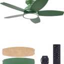VONLUCE Ceiling Fans with Lights, 36 Inch Ceiling Fan and Remote, Full-spectrum LED Light, 3CCT, 6-Speeds Noiseless Reversible DC Motor, Modern Ceiling Fan for Bedroom Living Room Farmhouse, Green