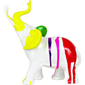 Colorful Pour Paint Elephant Statue Figurine Animal Art Sculpture Resin Home Decor Decoration for Living Room Bedroom Book Shelf Cabinet Office Desk Table Top Centerpieces Ornaments (Large)