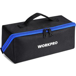 WORKPRO Tool Bag, 10" Wide Mouth Utility Tool Bag with Zipper, Heavy Duty Tool Storage Bag, Multipurpose Tool Case Small Tool Bag for Organizer
