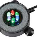 NICREW Multi-Colored LED Aquarium Bubbling Stone Disk, Round Fish Tank Bubbler with Auto Color Changing LEDs