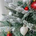 28 Pcs Artificial Flocking Pine Picks Snow Forest Artificial Pine Needles Branches Christmas Fake Greenery Tree Branches DIY Leaves for Christmas Wreaths Garden Party Holiday Decor (White, 28)