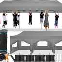 COBIZI 10x30 Pop Up Canopy with 8 Sidewall,Heavy Duty UPF 50+ All Season Wind Waterproof Commercial Outdoor Wedding Party Tents for Parties Canopy Gazebo with Roller Bag(10 x 30 ft Gray)
