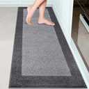 Machine Washable Kitchen Rug 24" x 70", Non Slip Kitchen Mat for Floor, Absorbent Entrance Runner Rug for Bedroom, Hallway, Bathroom, Door (Roll Packing) (Grey)
