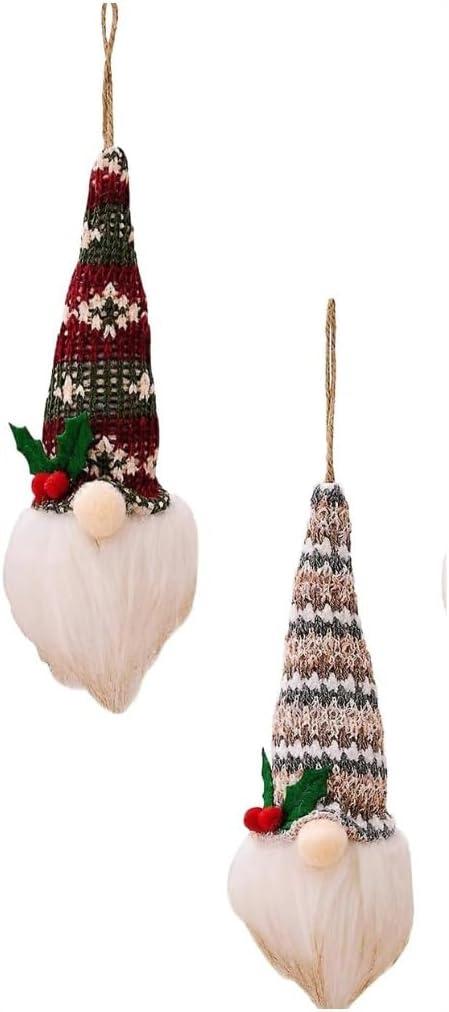 Christmas Gnome Plush Decoration, 13.7 inch Lighted Swedish Tomte, Holiday Indoor Tabletop Ornament (White & Brown)