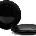 10.5 inch Dinner Plate Set of 6, Lightweight Round Opal Glass White Dinnerware Plates, Dishwasher and Microwave Safe (10.5 in - Dinner Plate, Black)