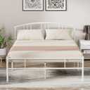 VECELO Full Size Bed Frame with Headboard and Footboard, Metal Platform Mattress Foundation, Sturdy Steel Slat/No Box Spring Needed/Under Bed Storage/Easy Assembly (White)