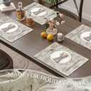 JINCHAN Linen Floral Fall Placemats Set of 4 Cloth Table Mats Rustic Cottagecore Jacobean Outdoor Seasonal for Kitchen Dining Table Decor Washable Tablemats 13x19 Inch Taupe