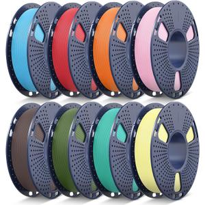 JAYO PLA 3D Printer Filament Bundle 2KG, 1.75mm Dimensional Accuracy +/- 0.02mm, 8 Pack 0.25kg Spool (Sky Blue, Cherry Red, Sunny Orange, Sakura Pink, Chocolate, Olive Green, Mint Green, Lemon Yellow)