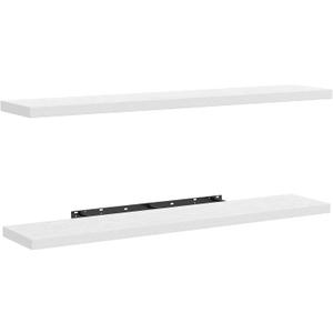AMADA HOMEFURNISHING Floating Shelves Wall Mounted, 47 x 8 Inch Wall Shelves for Bathroom, Bedroom, Living Room, White Shelves Set of 2