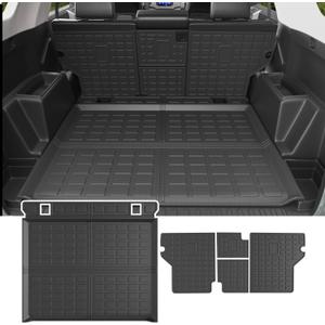 powoq Cargo Mat Compatible with 2010-2024 Toyota 4Runner Back Seat Protector Replacement for 2010-2024 Toyota 4Runner 5 Seater Accessories (Fit W/O Sliding Tray, Rear Backrest Mats+Rear Trunk Mat)