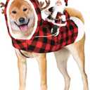 Dog Cat Christmas Winter Plaid Hoodie Coat for Pet - Santa Claus Running Xmas Dog Clothes XXXL