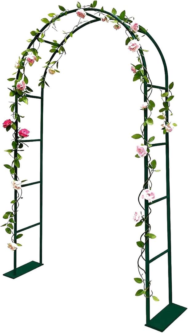 Thickened Tube GreenGiggle 100% Metal Heavy Duty Metal Garden Arch Trellis with 16mm Steel Tubes & 0.5mm Thickened Wall, 7.6ft Trellis for Climbing Plants,Roses,Garden Party,Ceremony & Decorations