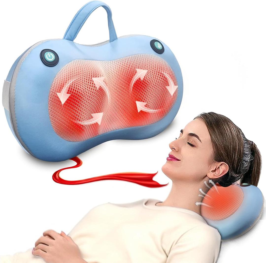 Xllent Christmas Gifts for Women,White Elephant Gifts,Shiatsu Neck Back Massager for Pain Relief Deep Tissue,Back Massager Deep Tissue Kneading with Heat,3D Electric Pillow