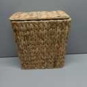 Coeusy 3 Gallon Wicker Trash Can,Small Bathroom Trash Can with Lid,Natural Water Hyacinth Wicker Waste Basket for Bedroom,Toilet,Narrow Garbage Can with Removable Liner