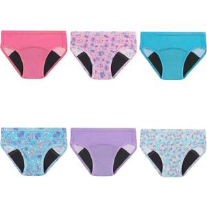 Hanes Toddler Girls' Potty Trainer Brief, Moisture-Wicking Panty, Odor Protection Potty Trainer Underwear, 6-Pack (2-3 US, Pink/Blue - Light Leaks - 6 Pack, Assorted)