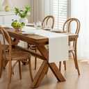 Laolitou White Table Runners 90 Inches Long, Burlap Linen Texture Farmhouse Boho Table Runner, Rustic Dining Table Decor Long (13x90 Inches, White)