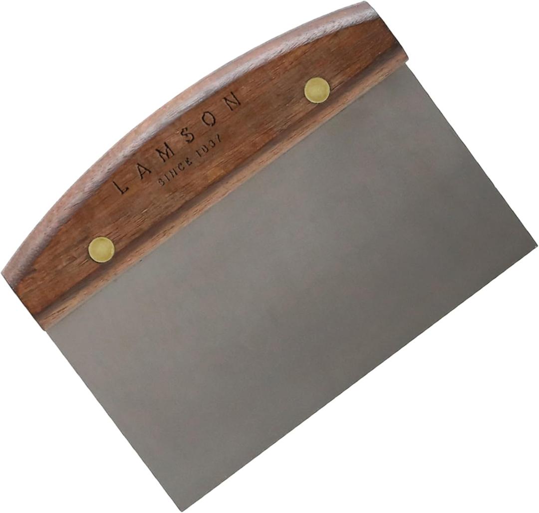 Lamson Kitchen Utensils - 4" x 6" Bench Scraper, High-Carbon Stainless Steel Dough Scraper, Ergonomic Riveted Walnut Handle, Handcrafted, Full-Tang Design, Built to Last
