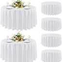 Sancua 6 Pack Round Tablecloth 108 Inch White, Stain and Wrinkle Resistant Table Cloth - Washable Polyester Table Cover for Dining Tables, Buffet Parties and Camping