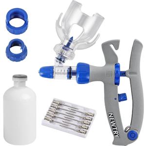 NEWTRY 5ml Livestock Syringe Gun, Adjustable Continuous Syringe for Cattle, Goat, Pig, Cow