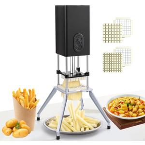 YOTAN Electric French Fry Cutter, Vertical French Fry Cutter with 1/2 & 3/8 Inch Blade, Professional Commercial and Household Automatic Potato Slicer, Electric Vegetable Chopper (Black)
