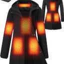 Graphene Heated Jackets for Women with 12V 18400mAh Battery Pack, Hood Fleece Lined Windproof Waterproof Coat (Medium, Black)